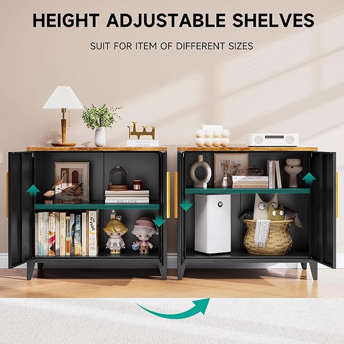 SISESOL Black Storage Cabinet with Doors and Shelves,30 inch Pantry Cabinet Sideboard with Leg,Small Accent Cabinets with Storage,Side Floor Cabinets for Home,Kitchen,Coffee Bar,Dining/Living Room-Ruum Studio Home