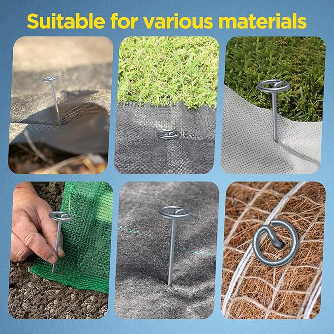 Landscape Fabric Pins, Thickened 8 Gauge Circle Top Landscape Pins, Not Easy to Bend 6 inch Galvanized Landscape Fabric Stakes, More Holding Power Than U-Shape Garden Staples (40)-Ruum Studio Home
