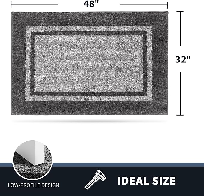 PURRUGS Dirt Trapping Door Mat 32" x 48", Non-Slip/Skid Machine Washable Entryway Rug, Shoes Scraper, Area Rug, Super Absorbent Welcome Mat for Muddy Wet Shoes and Paws, Light Grey & Dark Grey-Ruum Studio Home