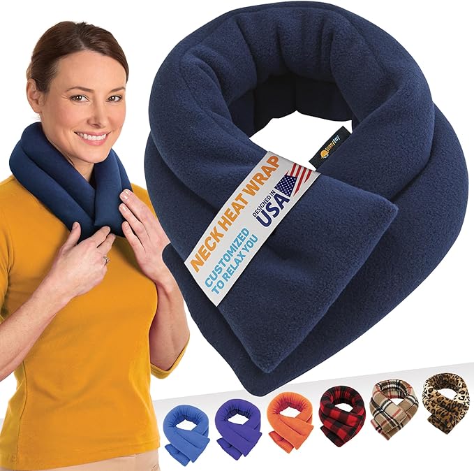 SunnyBay Microwave Heating Pad for Neck and Shoulders, 2.2 lbs 26 inch Long Versatile Microwavable Neck Wrap Warmer or Cool Pack, Hot or Cold Therapy to Relax Sore Muscles (Blue)-Ruum Studio Home