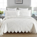 MarCielo 3-Piece 100% Cotton Oversized Bedspread Lightweight Quilt Coverlet Embroidery Farmhouse Bedding Set (TK White, Oversized King (118"x106"))-Ruum Studio Home