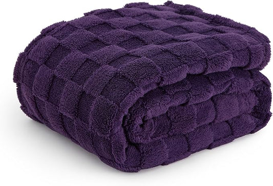 Bedsure GentleSoft Purple Throw Blanket for Couch - Checkered Fleece Blankets Gifts for Women Men Girls, Cute Soft Cozy Throw for Bedroom Home Decor Gifts, 50x60 Inches-Ruum Studio Home