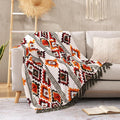 CASAAGUSTO Boho Throw Blanket - Orange and Green Decorative Blankets with Tassel, Printed Flannel Bohemian Blanket for Chair, Bed, Sofa, Couch(60 * 80, Orange and Green)-Ruum Studio Home