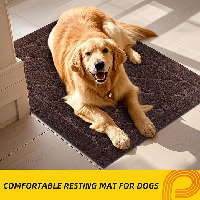 JSEI Dirt Trapper Door Mat 24"x36", Non-Slip Washable Entryway Mats, Dog Door Mat, Stain Resistant and Absorbent Floor Mats, Low Profile Welcome Mat for Front Back Door, Brown-Ruum Studio Home