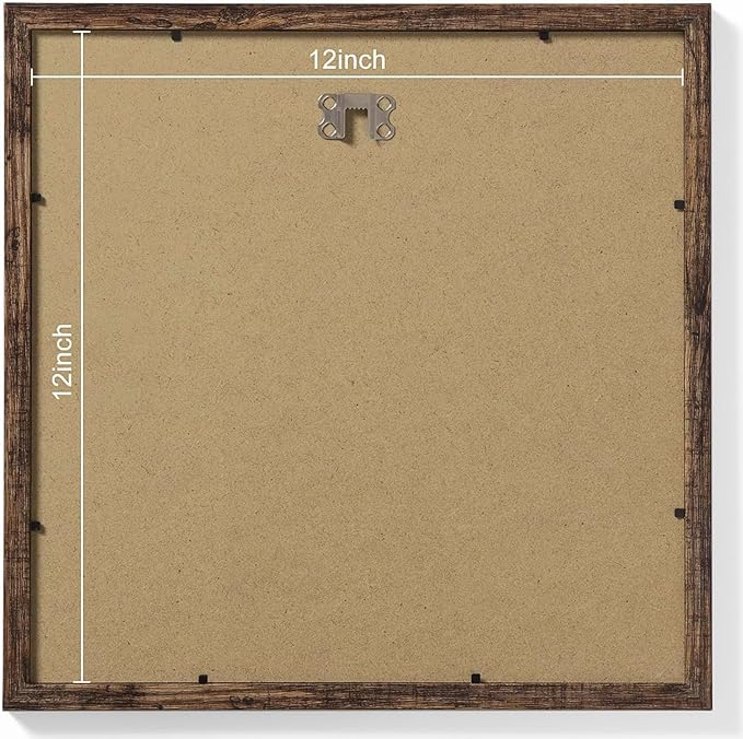 Vittanly 12x12 Picture Frames Set of 9, Shatter Resistant Plexiglass, Display 8x8 Pictures with Mat or 12x12 without Mat, Photo Frames for Wall Mount, Engineered Wood, Brown-Ruum Studio Home