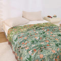 Snycler Boho Throw Blanket for Bed - 100% Cotton Ultra Soft Rustic Quilt Green Blanket - Floral Printed Farmhouse Decor Bed Blankets, 80"×90" All Season Rustic Throw for Sofa Couch Chair-Ruum Studio Home