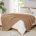L'AGRATY Chunky Knit Blanket Throw: 72''x84'' Chenille Chunky Knitted Throw Blankets for Bed Couch - Handmade Thick Big Cable Knit Blanket - Large Crochet Rope Blankets for Home Decor(Tan)-Ruum Studio Home