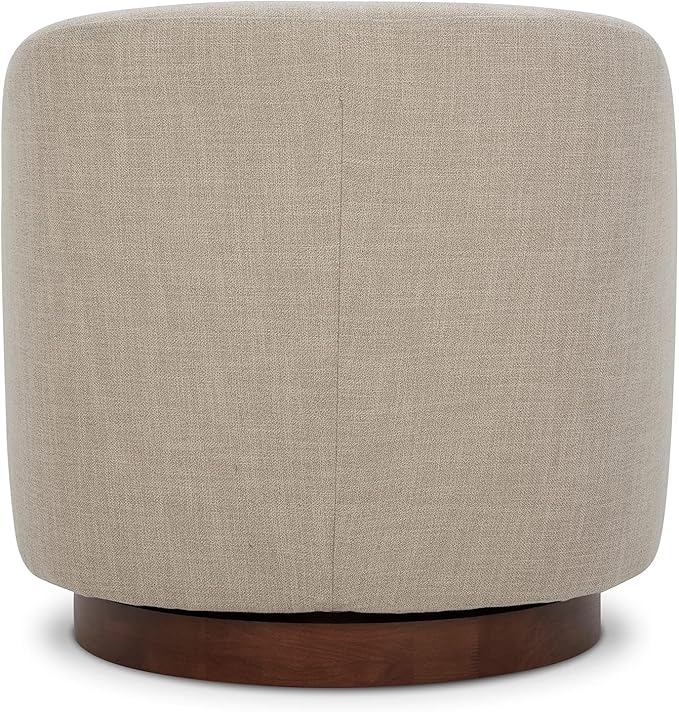 CHITA Swivel Accent Chair, FSC Certified Upholstered Fabric Barrel Chair for Living Room, Fully Assembled, Flax Beige-Ruum Studio Home