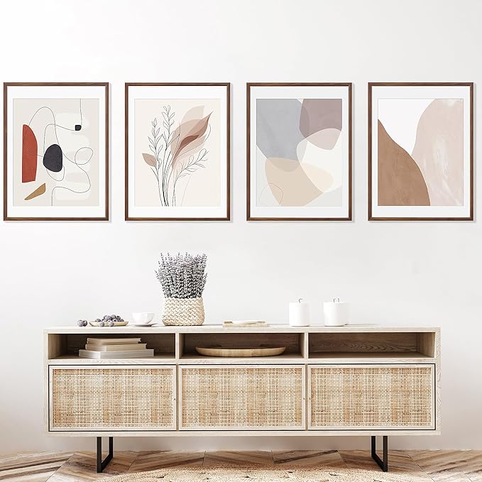 18x24 Poster Frame Set of 4 Natural Solid Walnut Photo Frames with 16x20 Removable Mat Wall Hanging Large Handcrafted Frame with HD Plexiglass Wall and Tabletop Display Large Picture Frame-Ruum Studio Home