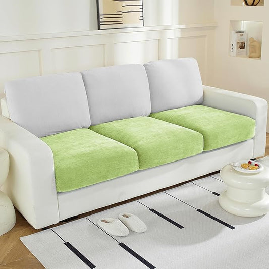 Couch Cushion Covers Individual Large Super Stretch Chenille (Softer Version) Sofa Cushion Covers, Couch Seat Covers Couch Slipcovers Furniture Protector (3PC, Green)-Ruum Studio Home
