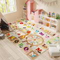 Kids Rugs for Playroom Washable, Educational and Fun Learning Rugs with ABC Alphabet Animals Shapes, Baby Toddler Children's Play Mat for Bedroom Classroom Nursery, 3x5 Feet, Beige and Pink-Ruum Studio Home