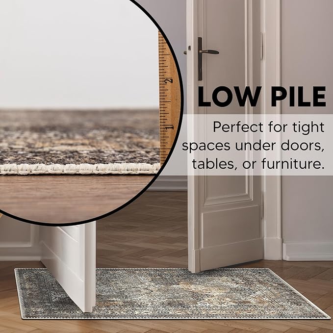 Keen Home Design 2x3 Rug - Machine Washable Entry Rug with Non-Slip Backing, Ideal for Enteryway, Kitchen, Bathroom, Laundry Room - Vintage, Easy Clean, Durable, Low Pile Rug - (2' x 3')-Ruum Studio Home