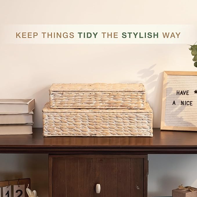 Set of 2 Decorative Storage Boxes With Lids for Home Decor, Shelves-Ruum Studio Home