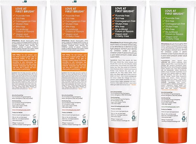 Himalaya Botanique Whitening Antiplaque Toothpaste, Variety Pack Mint Flavors - Whitening Toothpaste Without Fluoride for Whiter Teeth & Fresh Breath - Vegan, Gluten Free, 4 oz (Pack of 4)-Ruum Studio Home