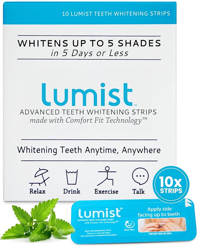Advanced Teeth Whitening Strips – Pack of 10 (5 Treatments) - 5 Shades Brighter in 5 Days - Mint Flavored with Enamel Safe Comfort Fit Technology - Teeth Whitening Kit for Sensitive Teeth-Ruum Studio Home