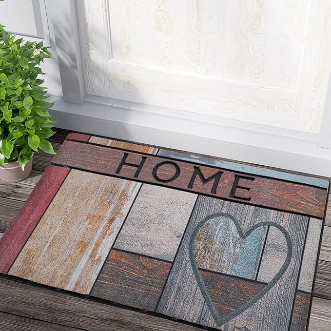 CHICHIC Welcome Door Mat 18x 30 Inch Front Doormat Outdoors for Home Entrance Outdoors Mat for Outside Entry Way Doormat Entry Rugs, Heavy Duty Non Slip Rubber Back Low Profile, Heart-Ruum Studio Home