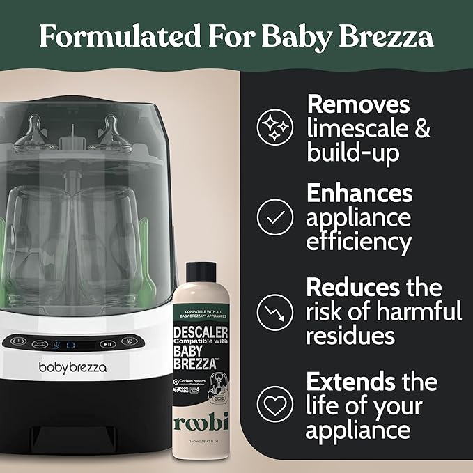 Roobi Descaling Solution Compatible with Baby Brezza. Specially Formulated to Clean & Descale Baby Appliances. Up to 2 Uses per Bottle, 2 Pack. Carbon Neutral.-Ruum Studio Home