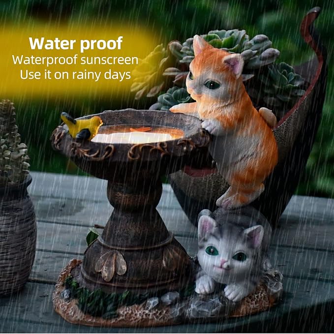 Cat Garden Figurines Outdoor Decor Solar Statue with LED Lights for Patio Lawn Yard Art Decoration Housewarming Garden Gift-Ruum Studio Home