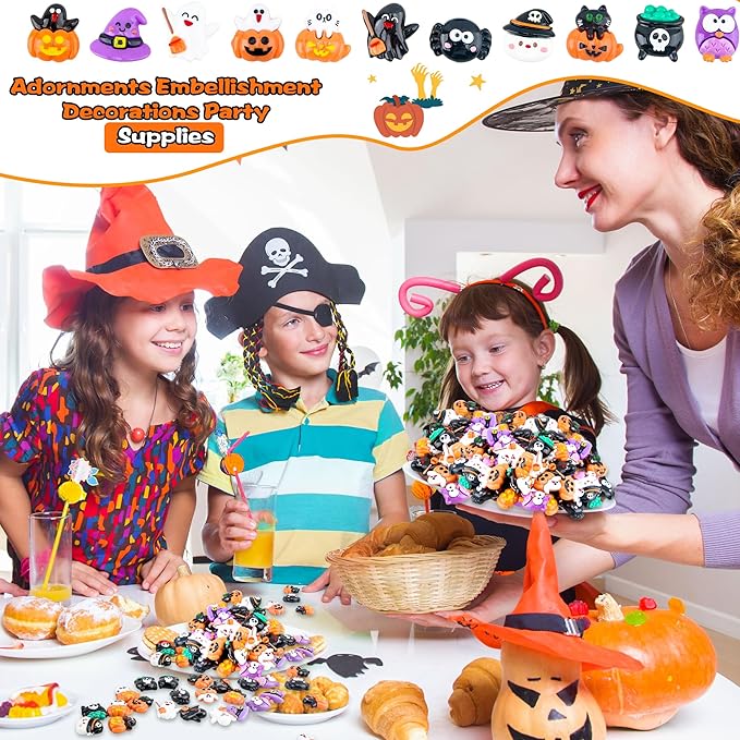 65 Pcs Mini Halloween Figurines Bulk Miniatures Resin Pumpkin Ghost Candy Hat Halloween Garden DIY Accessories for Halloween Decoration Goodie Bags Stuffers, 10 Styles-Ruum Studio Home