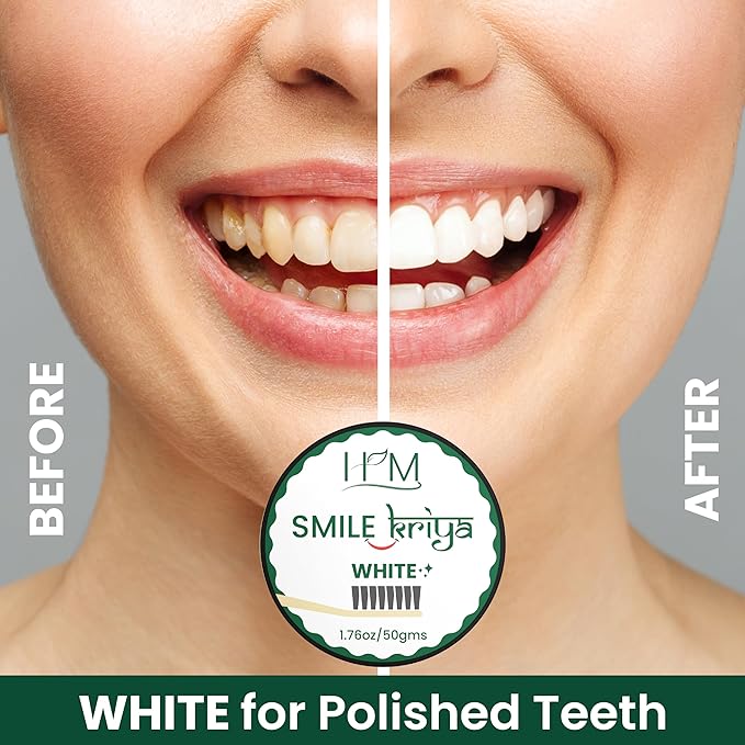 HM - Smile Kriya Ayurvedic Toothpowder Duo (Pack of 2) | Whitens Teeth Naturally, Remineralizes Enamel, Strengthens Gums & Freshens Breath | Activated Charcoal & NanoHydroxyapatite | 1.76 oz X 2-Ruum Studio Home
