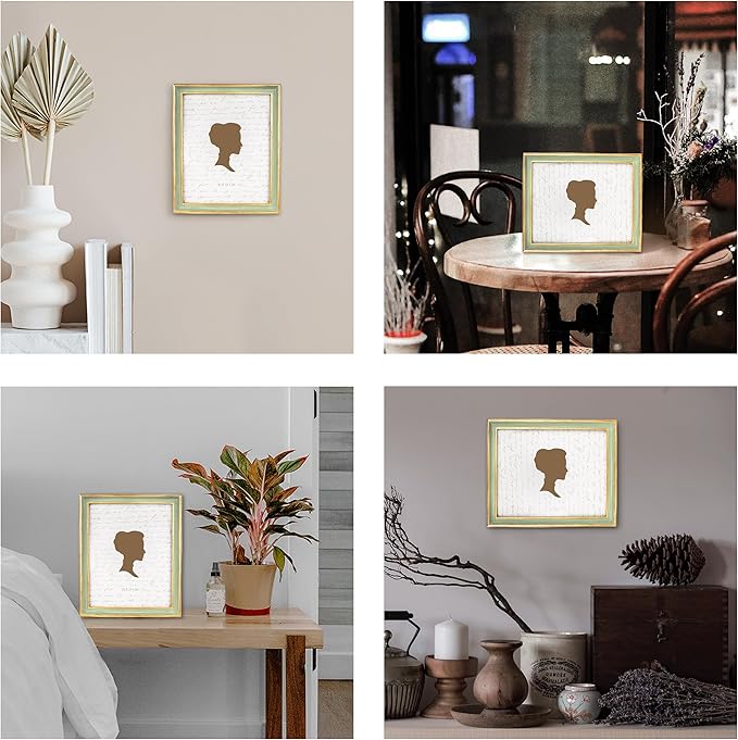 AELS 8x10 Inch Vintage Picture Frame, Elegant Antique Photo Frames with Glass Front, Photo Display, Tabletop Wall Hanging, Gift Ideas, Sage Green with Gold Trim-Ruum Studio Home