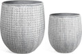 Worth Garden Large Round Planters Set of 2 (14.5"x17.5" & 12" x15“) - Lightweight Magnesium Oxide Cement Plant Pot with Texture - Grey Concrete Look with Drainage Hole – Indoor & Outdoor Use-Ruum Studio Home