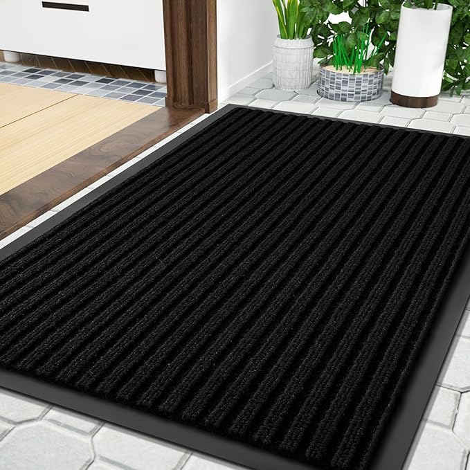 Yimobra Front Door Mat Outdoor Indoor Entrance, 100% Waterproof All-Season All Weather Doormat, Welcome Matt Outside Entry, Non Slip, Low Profile, Heavy Duty Patio Porch Floor Mats,36 x 24,Black-Ruum Studio Home