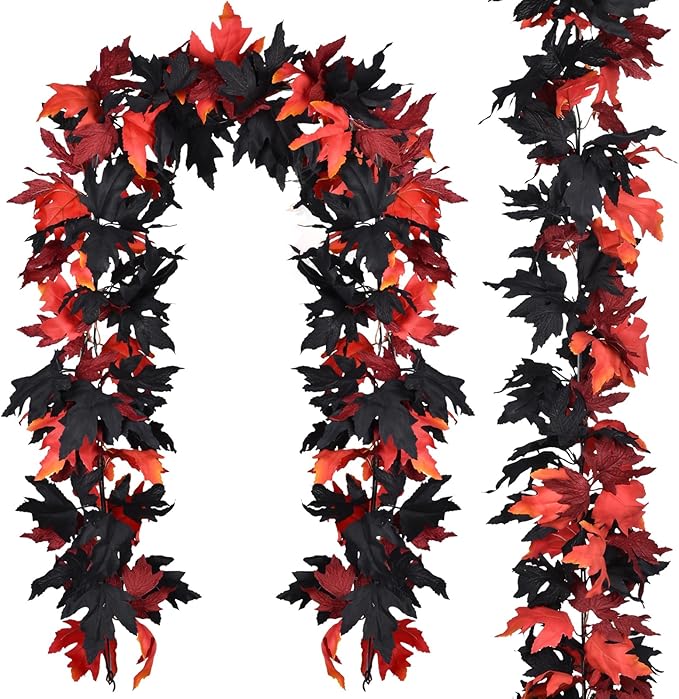 Lvydec 2 Pack Halloween Fall Maple Garland - 5.9ft/Piece Artificial Hanging Fall Leave Vines Garland Autumn Decor for Thanksgiving Home Wedding Party-Ruum Studio Home