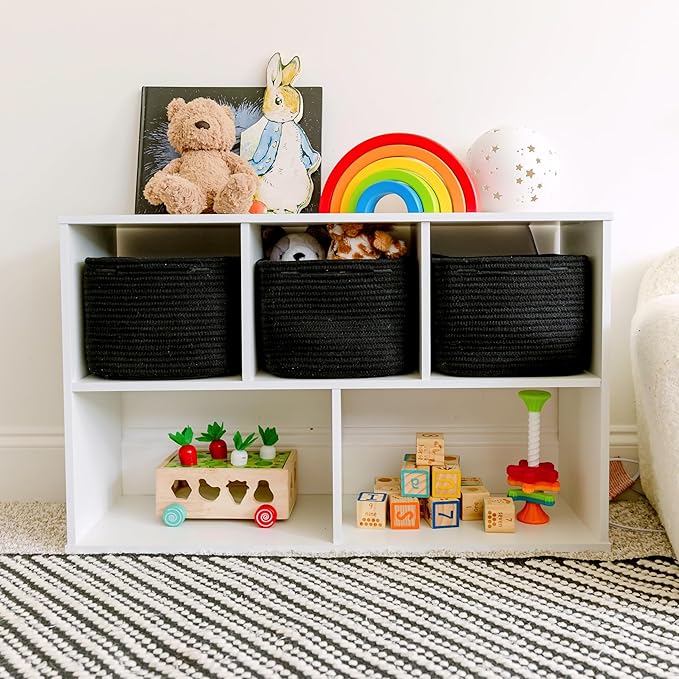 NaturalCozy Storage Cubes 9”x9”x7”Cotton Rope Woven Baskets for Organizing 3-Pack | 9 Inch Cube Storage Bin | Small Basket for Shelf Nursery, Pantry, Decorative Plant, Bathroom Closet, Toy Gift-Ruum Studio Home