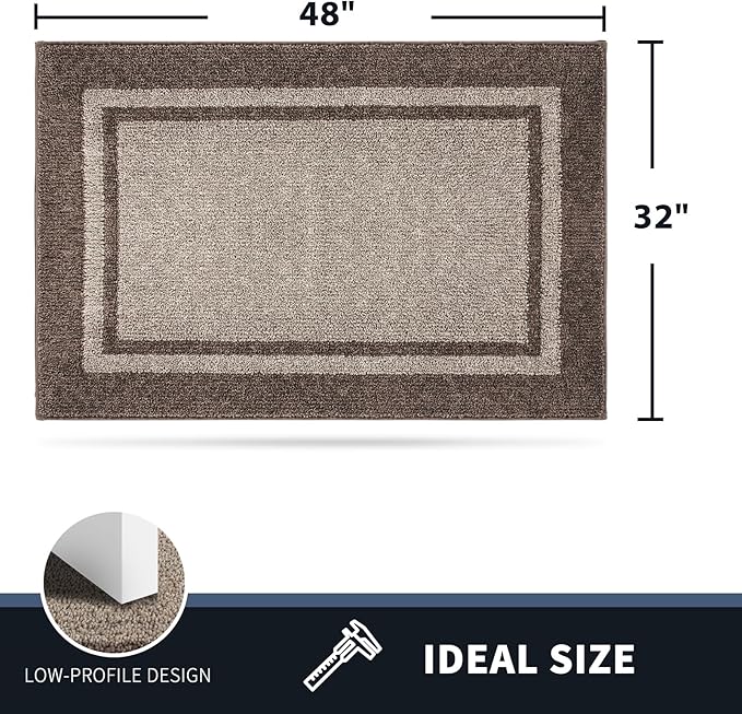 PURRUGS Dirt Trapping Door Mat 32" x 48", Non-Slip/Skid Machine Washable Entryway Rug, Shoes Scraper, Area Rug, Super Absorbent Welcome Mat for Muddy Wet Shoes and Paws, Beige & Grayish Brown-Ruum Studio Home