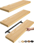 BAYKA Floating Shelves for Wall, 22.5 inches Wall Mounted Rustic Wood Shelves for Bathroom, Bedroom, Living Room, Floating Shelves for Books/Storage/Decor (Oak-Toned,Set of 3)-Ruum Studio Home