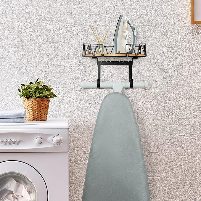 TJ.MOREE Ironing Board Holder Wall Mount - Laundry Room Iron and Ironing Board Hanger Laundry Room Decor Organization and Storage (T&V Shaped)-Ruum Studio Home