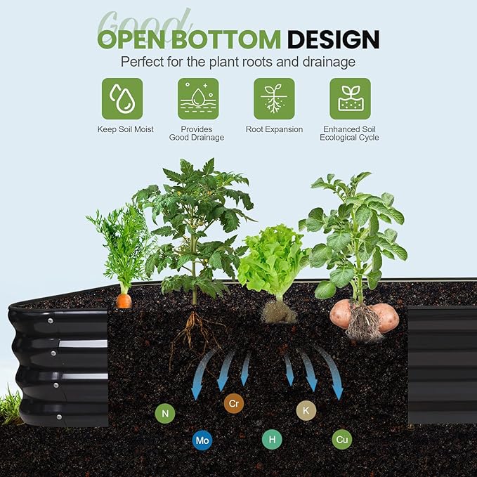 5-in-1 Adjustable Raised Garden Bed Kit | Galvanized Planter Boxes for Vegetables, Flowers | 12" Tall, Multiple Sizes (8x3x1ft, 9x2x1ft, 10x1x1ft, 6x5x1ft, 7x4x1ft) | Outdoor Metal Raised Bed, Grey-Ruum Studio Home