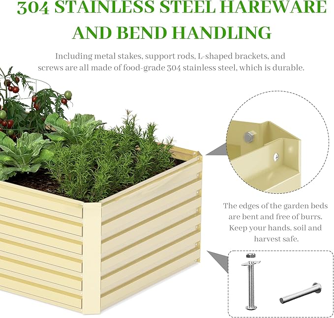 8x4x2 ft Outdoor Raised Garden Bed, Large Metal Planter Raised Beds, Planters for Outdoor Plants for Vegetables, Flowers, Herbs, Fruits, and Succulents.(2 Pcs,Yellow)-Ruum Studio Home