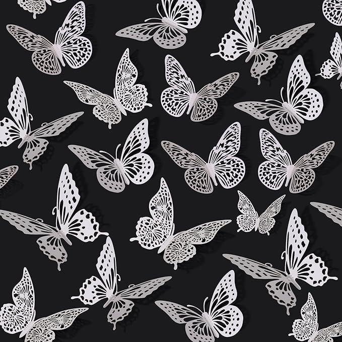 SAOROPEB 3D Butterfly Wall Decor - 48 Pcs, 4 Styles, 3 Sizes - Removable Stickers for Birthdays & Parties-Ruum Studio Home