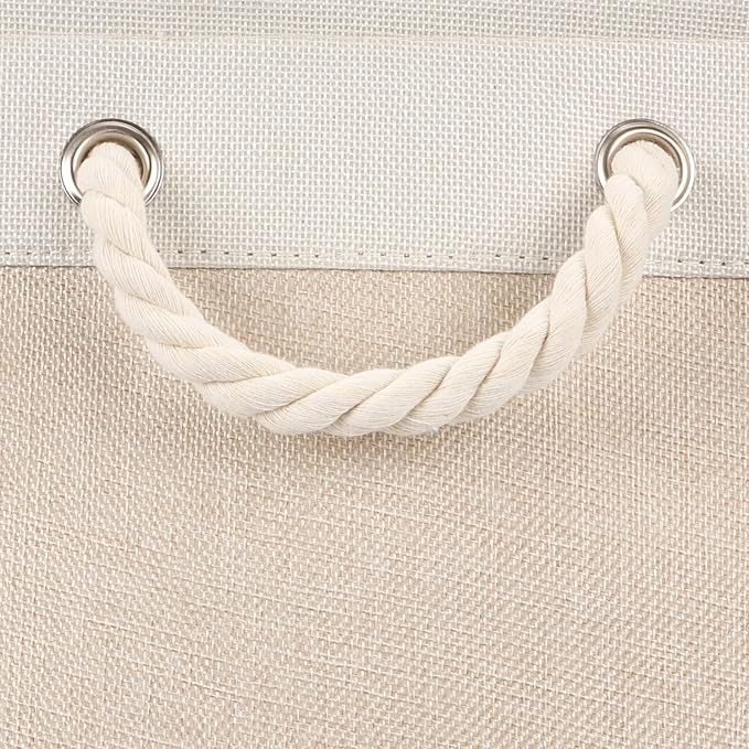 Bidtakay Beige Storage Basket Large Fabric Cloth Baskets [2-Pack] Tall Rectangular Shelf Baskets 16X11.8X11.8 in Canvas Collapsible Storage Bins with Handles for Organizing Living Room(White&Beige)-Ruum Studio Home