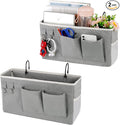 Bedside Storage Caddy/Bedside Hanging Storage Bag for Headboards Bunk Beds Dorm Rooms Book Phone Magazine Holder (2PC Grey)-Ruum Studio Home