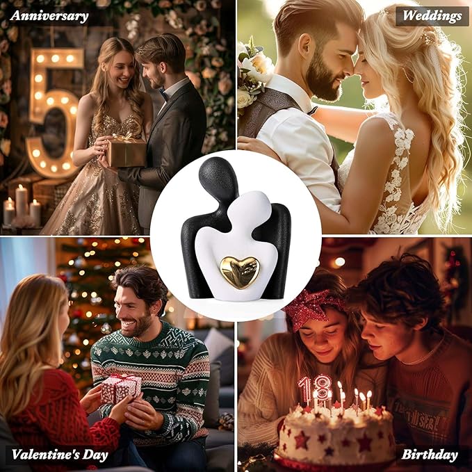 XMGZQ Mini Couple Statue Tv Stand Decor Items for Living Room Home Decor,Bedroom Decor for Couples Sculpture for Anniversary Wedding,Love Gifts for Couples 2025,Knick Knacks for Shelves-Ruum Studio Home