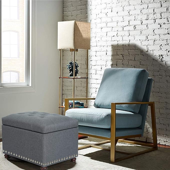 Joveco Storage Ottoman Bench Rectangular Fabric Organization Foot Rest, 24 Inch Modern Tufted Bedroom Foot Stool and Seat for Entryway, Bedroom, Living Room-Ruum Studio Home