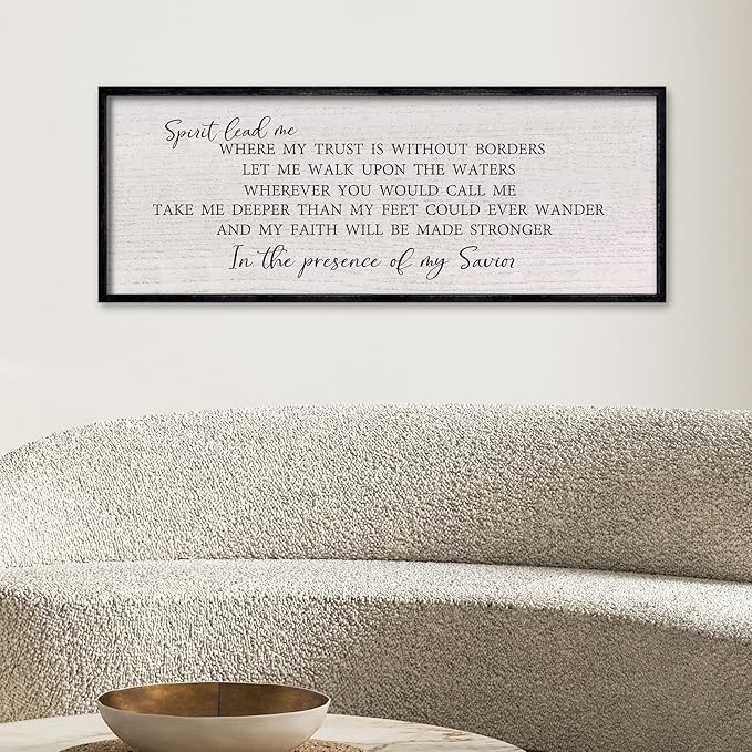 LuZhiQiang Spirit Lead Me Wall Art Decor 40"x15" Christian Scripture Sign Large Inspirational Quote Bible Verse Hanging Wooden Framed (Black)-Ruum Studio Home