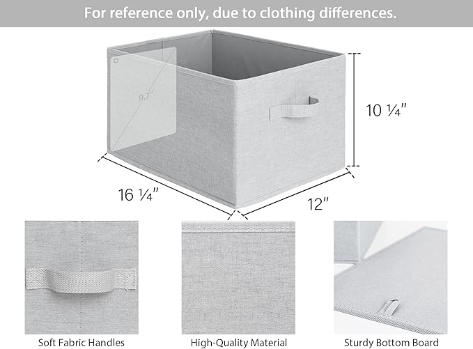 StorageWorks Storage Baskets for Shelves, Foldable Fabric Closet Storage Bins with Handles, Fabric Storage Bins Clothes Organizer, Light Grey, 3-Pack, Extra Large-Ruum Studio Home