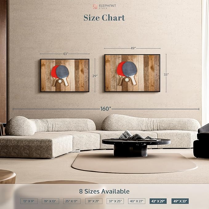 ElephantStock Ping Pong Wall Art - Horizontal Framed Canvas - 1-Piece Living Room Wall Decor - Photography Canvas Print - Brown and Red Decor for Wall - 43" X 29"-Ruum Studio Home