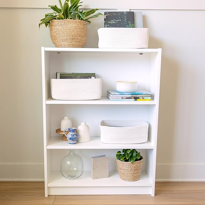 NaturalCozy 13.5”x8.5”x5.5” Storage Baskets for Shelves 3 Pack | Cotton Rope Woven Small Baskets for Organizing | Small Storage Bins for Nursery, Bathroom, Closet, Cube Shelf, Decorative, Gift-Ruum Studio Home
