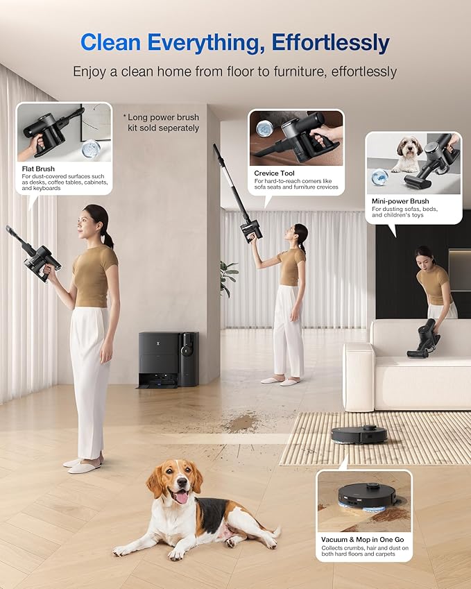 ECOVACS DEEBOT T30S Combo Robot Vacuum and Mop, All in One Cleaning Hub, 11000Pa, ZeroTangle Technology, TruEdge Adaptive Edge, Dual Self-Emptying, Hot Water Washing-Ruum Studio Home