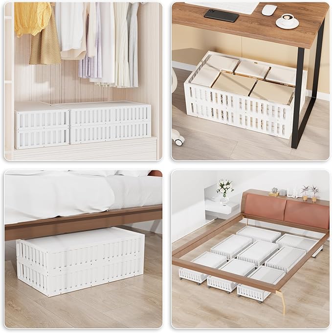 Bamboo Under Bed Storage with Wheels (2-Pack) – Rolling Underbed Shoe Organizer Box for Shoes, Blankets, Toys, Clothes Container Space-Saving Organizer Bins for Bedroom, Closet, Dorm, Nursery-Ruum Studio Home