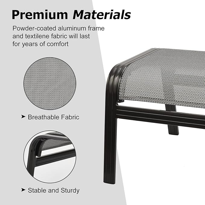 Patio Ottomans Outdoor Foot Rest Aluminum Patio Footstool Samll Seat Wicker Furniture Patio Ottoman 2 Pieces Grey-Ruum Studio Home