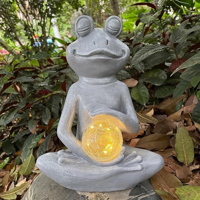 Solar Frog Garden Figurines Solar Lights Yoga Frog Statue for Outdoor Garden Patio Yard Frog Decor Gifts for Women Grandma Mother's Day Birthday Gifts-Ruum Studio Home