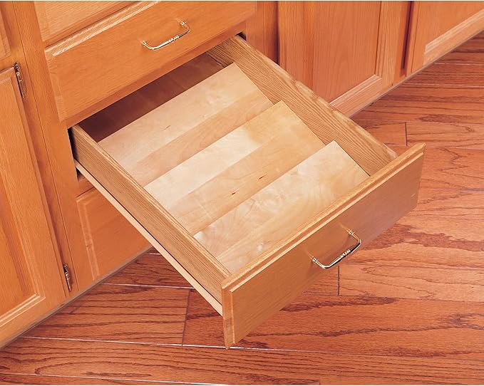 Rev-A-Shelf 16" 3 Tiered Seasoning Organizer, Trim-to-Fit Wooden Kitchen Draw and Cabinet Home Storage Insert, Pull Out Spice Rack, Maple, 4SDI-18-Ruum Studio Home
