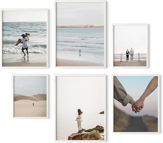 HAUS AND HUES White Frames for Gallery Wall - Set of 6 Picture Collage Frames for Wall, picture Frame Sets for Wall Collage, Gallery Wall Frame Set (Two 8x10, Two 11x14, Two 12x16 Framed White)-Ruum Studio Home