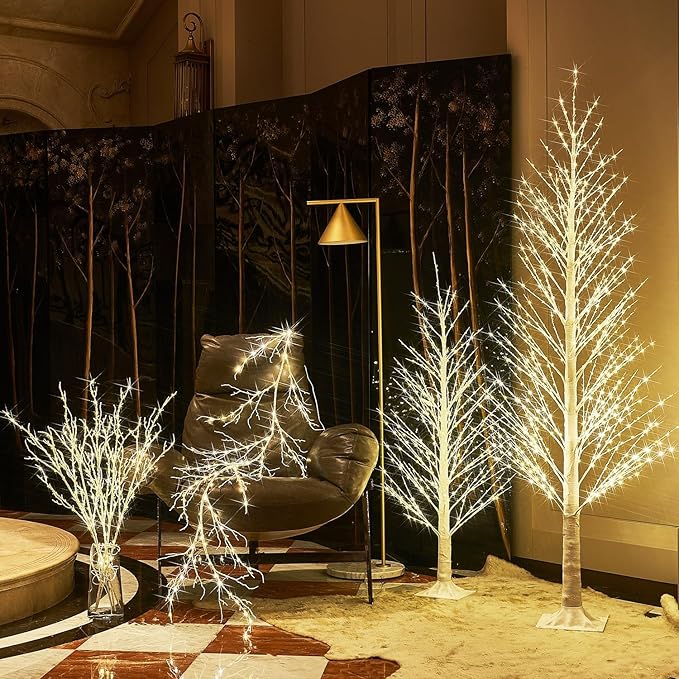 Birchlitland LED Alpine Trees 4FT 450L Warm White Fairy Lights, Lighted Trees for Indoor Outdoor Home Thanksgiving Christmas Holiday Decoration-Ruum Studio Home